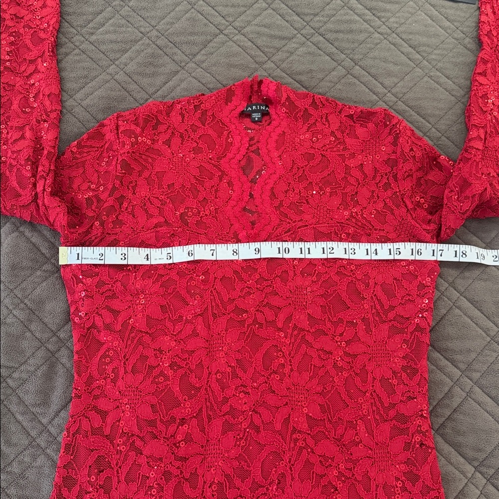 Marina Red Lace Sequin Dress size 8 -NWT - Picture 13 of 17